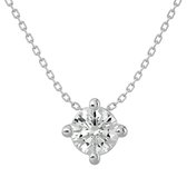 AËLRA 14K wit gouden dameshanger, 0.10 ct natuurlijke ronde solitaire diamant met ketting