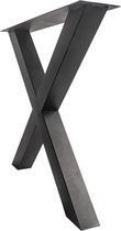 Stalen X Tafelpoten Mat Zwart | Koker 80 mm x 80 mm | X - Metalen Tafel Onderstel X INCLUSIEF STELDOPPEN