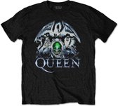 Queen Heren Tshirt -S- Metal Crest Zwart