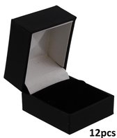 Dielay - Luxe Giftbox voor Ringen - Sieradendoosje - Set van 12 Stuks - 46x38x51 mm - Zwart
