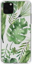 Hoesje Siliconen Geschikt voor iPhone 11 Pro Max - Design Backcover siliconen - Meerkleurig / Monstera Leafs