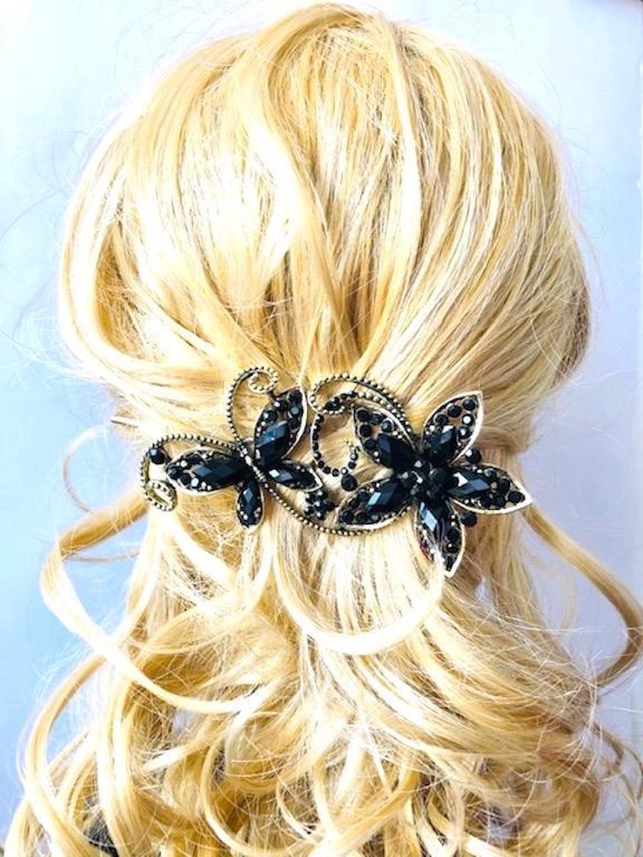 Haarspeld - Zwart - Haarklem - Haarclip - Haarsieraad - Dames - 11 cm - Luxe - Uniek - Cadeau Tip