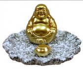Wierookhouder Lachende Boeddha Goud