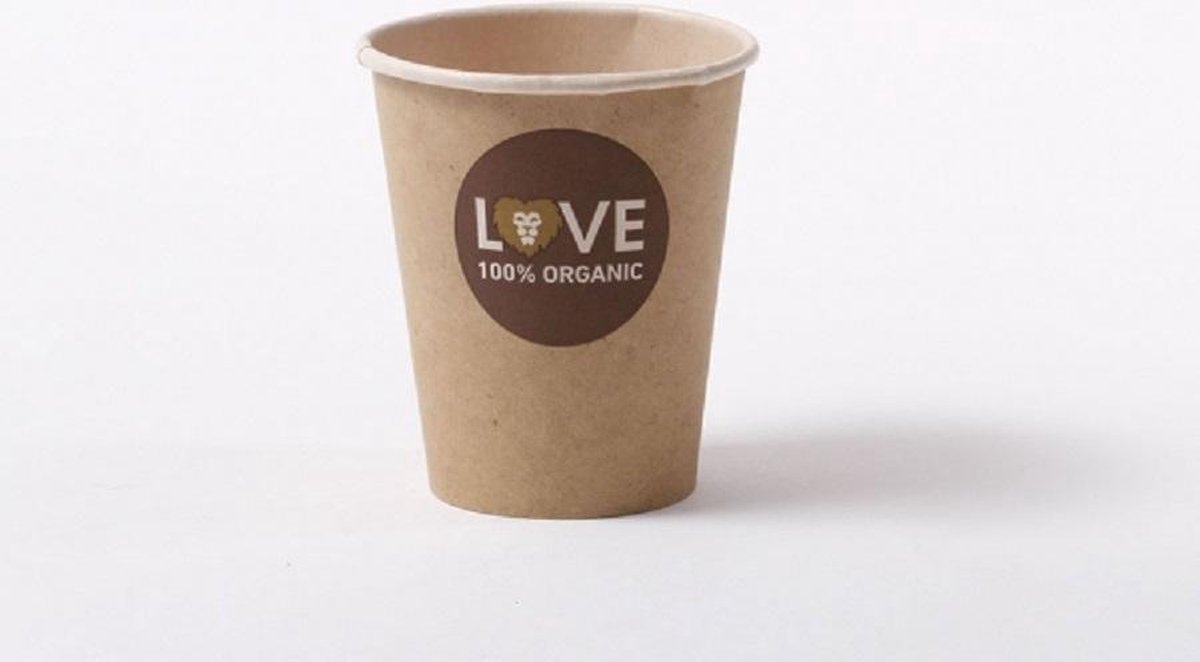 Love Fairtrade Biologische Koffiebekers Karton 230 cc 50 stuks - Kartonnen Bekers - Koffiebekers