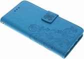 Klavertje Bloemen Booktype Samsung Galaxy S7 Edge hoesje - Turquoise