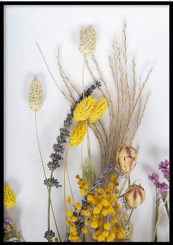Poster Dried Flowers - 30x40 cm Met Fotolijst - Poster Droogbloemen - Ingelijst - WALLLL