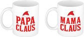 Papa en Mama Claus koffiemokken / bekers kerstcadeau vader/moeder 300 ml