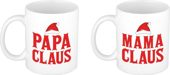 Papa en Mama Claus koffiemokken / bekers kerstcadeau vader/moeder 300 ml |  bol.com
