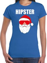 Fout Kerst shirt / Kerst t-shirt Hipster Santa blauw voor dames- Kerstkleding / Christmas outfit L