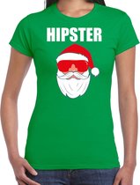 Fout Kerst shirt / Kerst t-shirt Hipster Santa groen voor dames- Kerstkleding / Christmas outfit M