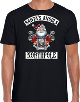 Fout Kerstshirt / Kerst t-shirt Santas angels Northpole zwart voor heren - Kerstkleding / Christmas outfit S