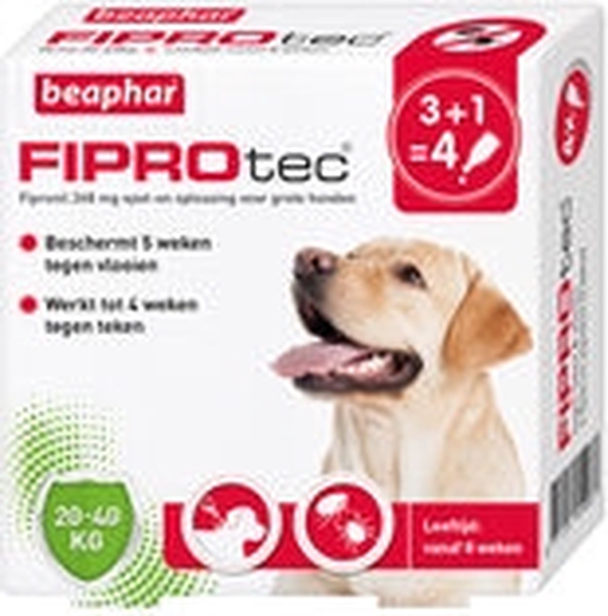 Beaphar Fiprotec Anti Vlooien en Tekenmiddel - Hond 20-40 kg - 3 Pipetten