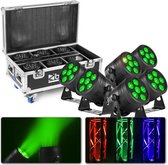 Complete accu lichtset - BeamZ BBP66 Uplight lichtset met 6 BBP66 accu Uplights in flightcase