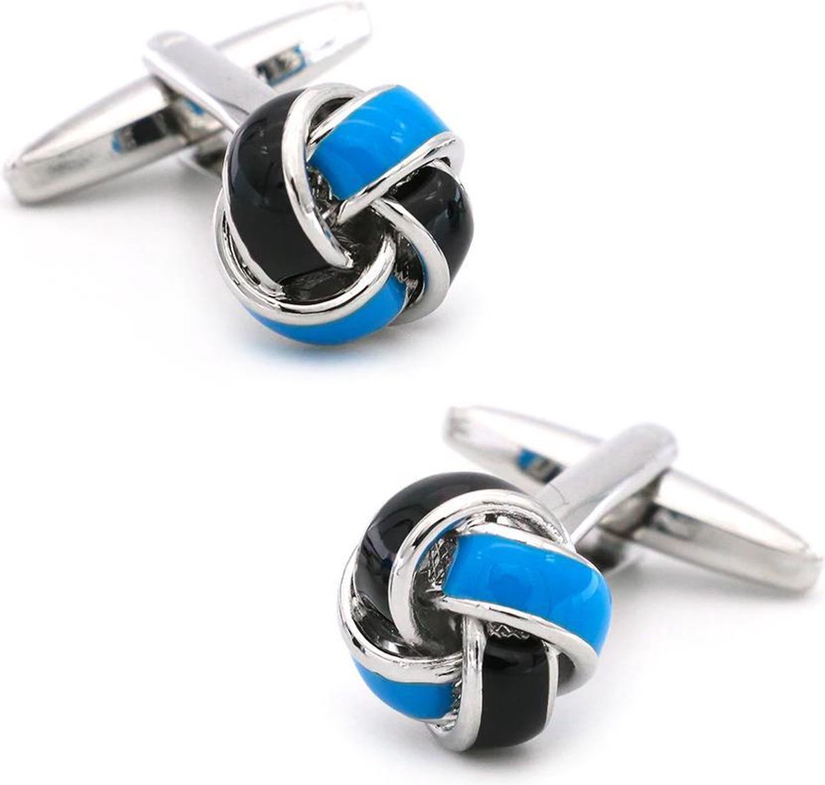 Scheepsknoop Manchetknopen Heren - Blauw / Zwart - Cufflinks - Papa Cadeau Voor Mannen - Vaderdag