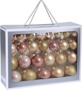 JAP Kerstballen 52 stuks - Kerstbal glas - Kerstversiering - Kerstdecoratie binnen buiten - Feestelijk Roze