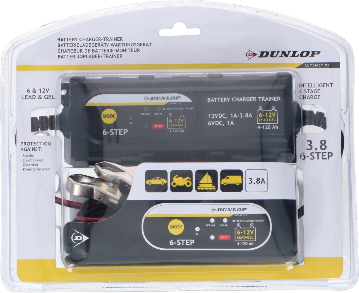 Dunlop Acculader-Trainer - 6/ 12 V - Intelligent - 6 Fasen - Indicatoren -  IP65 | bol.com