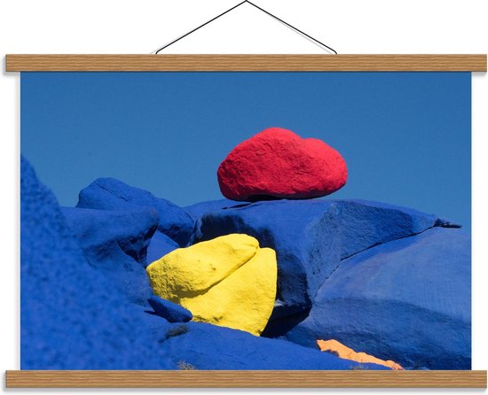 Schoolplaat – Gekleurde Rotsblokken  - 60x40cm Foto op Textielposter (Wanddecoratie op Schoolplaat)