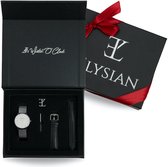 Elysian - Horloge Geschenkset Vrouwen - Zilveren mesh horloge geschenkdoos met leren horlogebandje - Roestvrij Staal - Cadeau Voor Vrouw