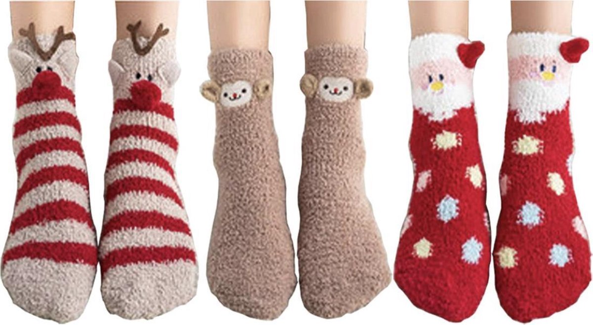 Lekkere FLUFFY zachte kerstsokken 3 X dames katoen winter warme sokken  rendier... | bol.com
