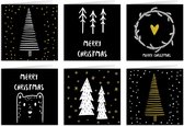 Cartes de Noël - Set de 6 x cartes de Noël pliées - 14 cm x 14 cm - Avec enveloppe
