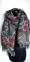 Kasjmier Wollen Dames Sjaal - 180 x 70 cm - Antraciet