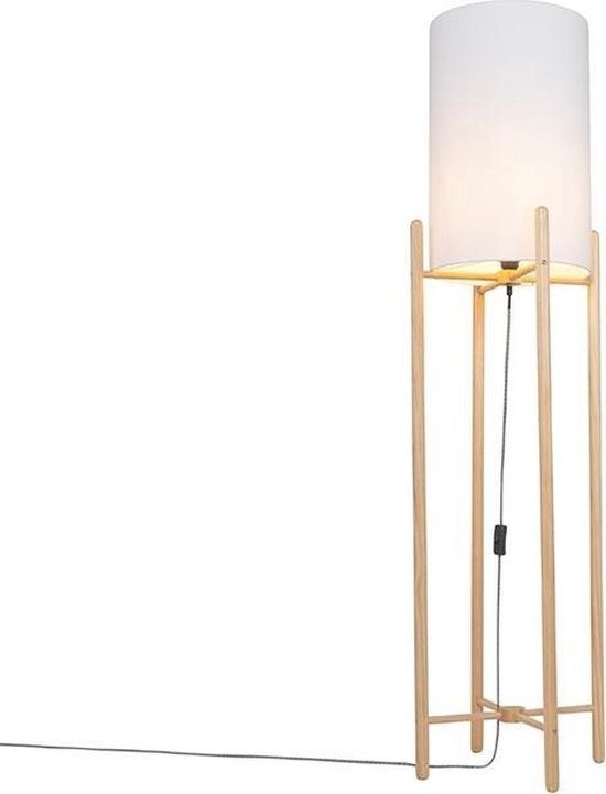 Pessimist jeans officieel QAZQA lengi - Landelijke Vloerlamp | Staande Lamp met kap - 1 lichts - H  1450 mm - Wit... | bol.com