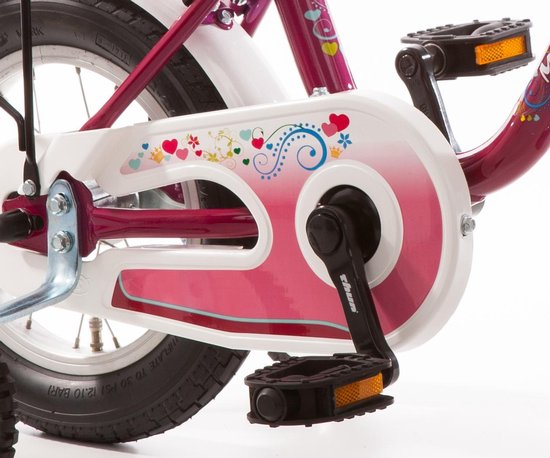 My Dream kinderfiets 14 inch purper/wit met mand van Volare — afbeelding 3