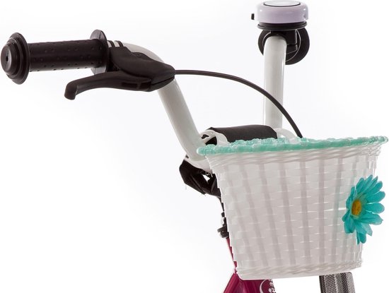 My Dream kinderfiets 14 inch purper/wit met mand van Volare — afbeelding 2