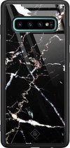Samsung S10 Plus hoesje glass - Marmer zwart | Samsung Galaxy S10+ case | Hardcase backcover zwart