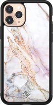 iPhone 11 Pro hoesje glass - Parelmoer marmer | Apple iPhone 11 Pro  case | Hardcase backcover zwart