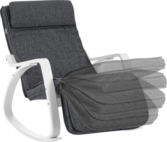 MIRA Home - Schommelstoel - Schommelstoel met armleuning - Tuin - Hout - Donkergrijs - 67x115x91