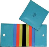Kaarthouder, Kaart portemonnee, Pasjeshouder, Creditcardhouder voor papier en munt geld Turkoois met kleurrijk interieur | Lily collectie