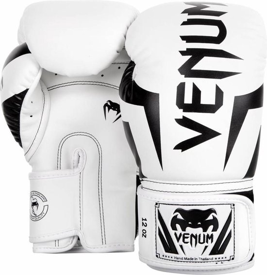 Gants de boxe de Kickboxing Venum Elite Wit Zwart 12 OZ