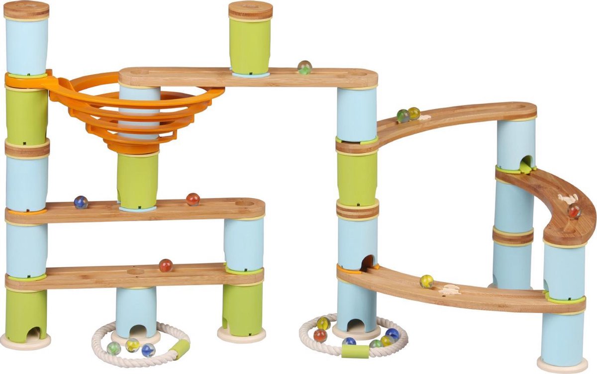 LOEF - educatieve knikkerbaan - duurzaam speelgoed - bamboe eco+ - advanced kit - marble mania
