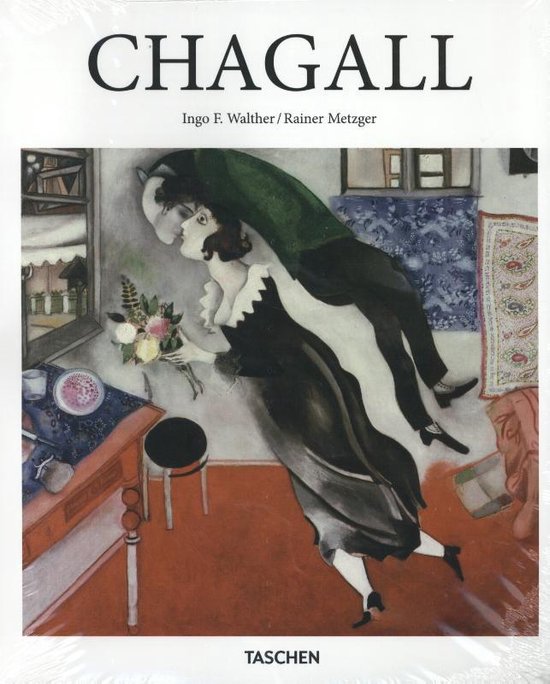 Boekomslag met schilderij van Chagall: een man en vrouw in de lucht, met inscriptie 'CHAGALL'.