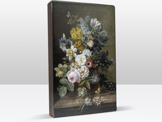 Nature morte aux fleurs - Laqueprint sur bois -19,5 x 30 cm - Peinture - Cadeau unique et original
