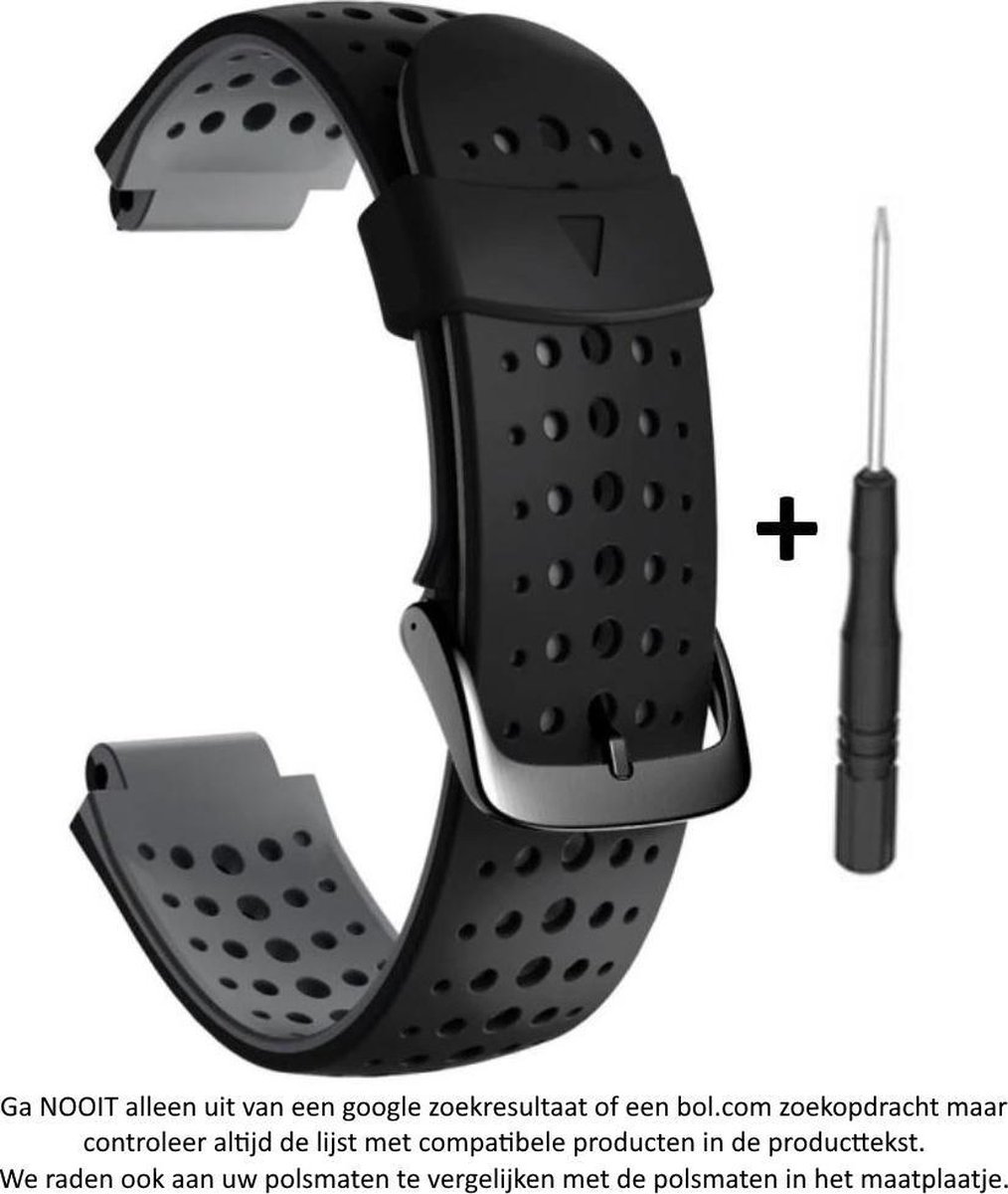 Siliconen Smartwatch Band - Geschikt voor Garmin - 22 mm - Zwart/Grijs