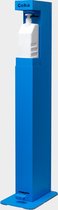 Type bright color –staande desinfectie dispenser zuil- Met voetbediening. Maatvoering H1021 x B100 x D200 mm - 10.6 kg - Verstelbare Houder voor verschillende typen flessen 160-240mm. Incl. lege navulfles + pomp 1 liter. Kleur blauw RAL 5015.