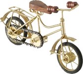 Mooi gedetailleerde antieke  goudkleurige fiets van metaal en hout model 2