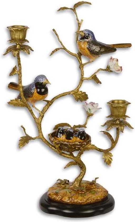 Kandelaar - Vogels op bronzen takken - Twee houders - 38 cm hoog | bol.com