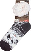 Hüttesock - Happy dames huissokken - Kerstsokken - Extra warm en zacht - ABS en anti slip - Deer Grijs