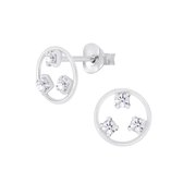 Joy|S - Zilveren cirkel kristal oorbellen 8 mm rond