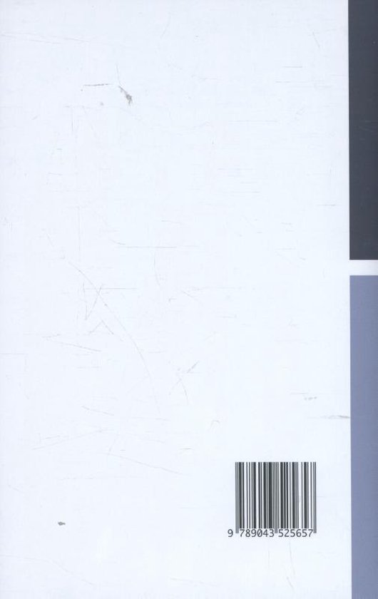 Witte achterkant van een boek met streepjescode en lichte krassen.