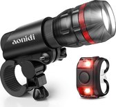 Prival Fietslamp - Voorlicht - Achterlicht - Voor en Achter - Waterdicht - 4 Lichtstanden - Zwart