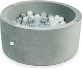 Ballenbad VELVET GRIJS  40x90 cm incl 300 ballenbak ballen: parel, zilver, transparent