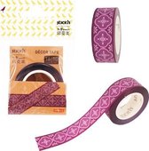 Stick'n Washi tape - Paars - 16mm breed - 10 meter rol - mandala print