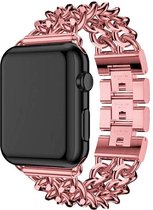 Stalen cowboy schakel band - rose rood - Geschikt voor Apple Watch