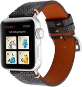 Leren grid band - zwart - Geschikt voor Apple Watch