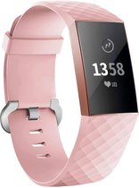 Bandje Voor Fitbit Charge 3 & 4 Sport Wafel Band - Roze - Maat: SM - Horlogebandje, Armband