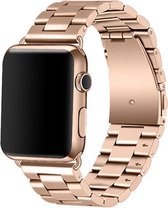3 kralen stalen schakel band - rose goud - Geschikt voor Apple Watch